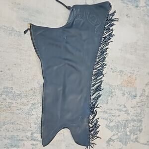 Navy Smooth Leather Chaps Western Show Equitation Drop